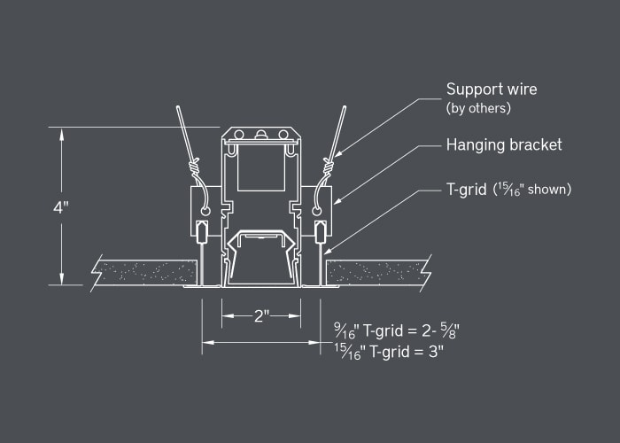 BSS420 t-grid ceiling 9/16" and t-grid ceiling 15/16" mount