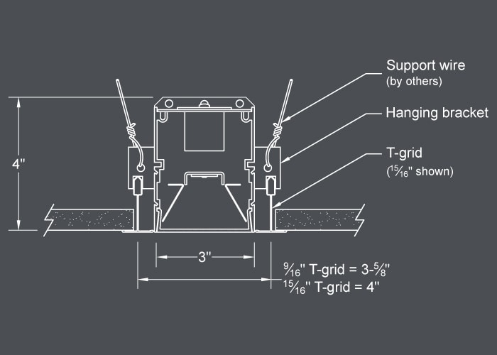 BSS430 t-grid ceiling 9/16" and t-grid ceiling 15/16" mount