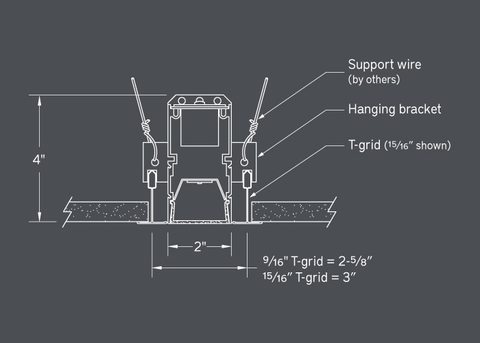 HCB15 t-grid ceiling 9/16" and t-grid ceiling 15/16" mount