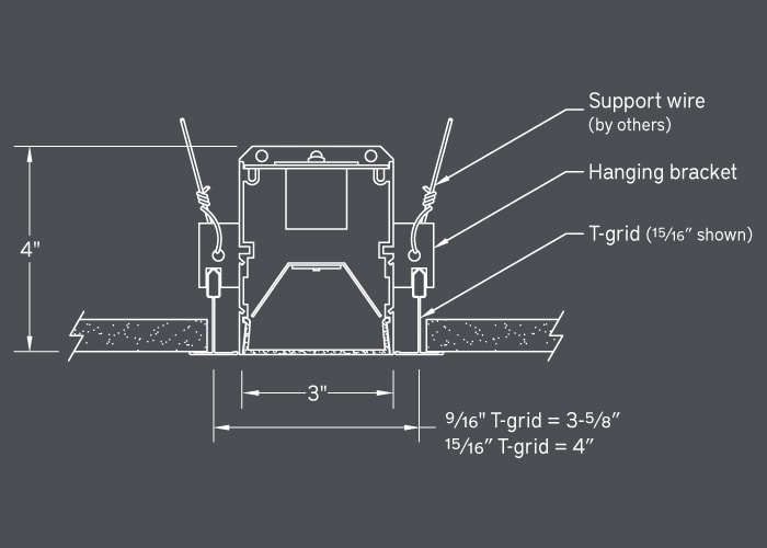 HCB16 t-grid ceiling 9/16" and t-grid ceiling 15/16" mount