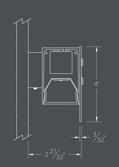 REAL80 section illustration with wall mount and Corten steel cladding options