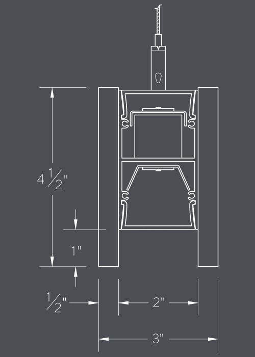 REAL81 section illustration with cable mount and wood cladding options